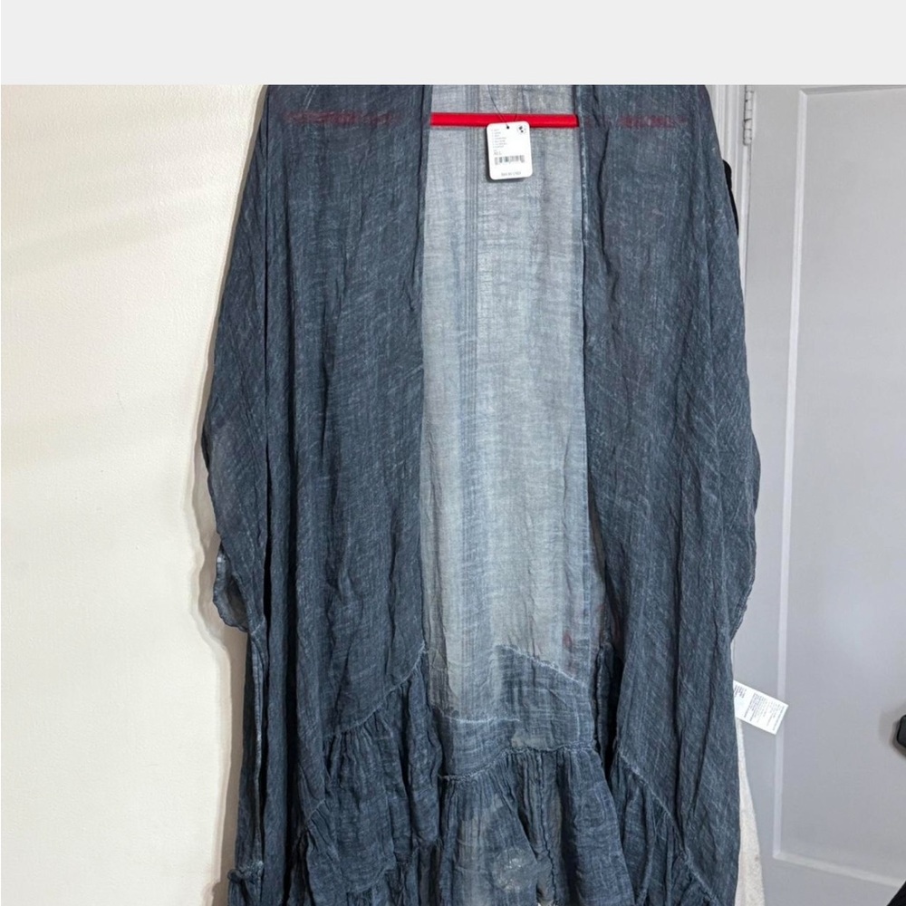 Free People Gray Sheer Cardigan